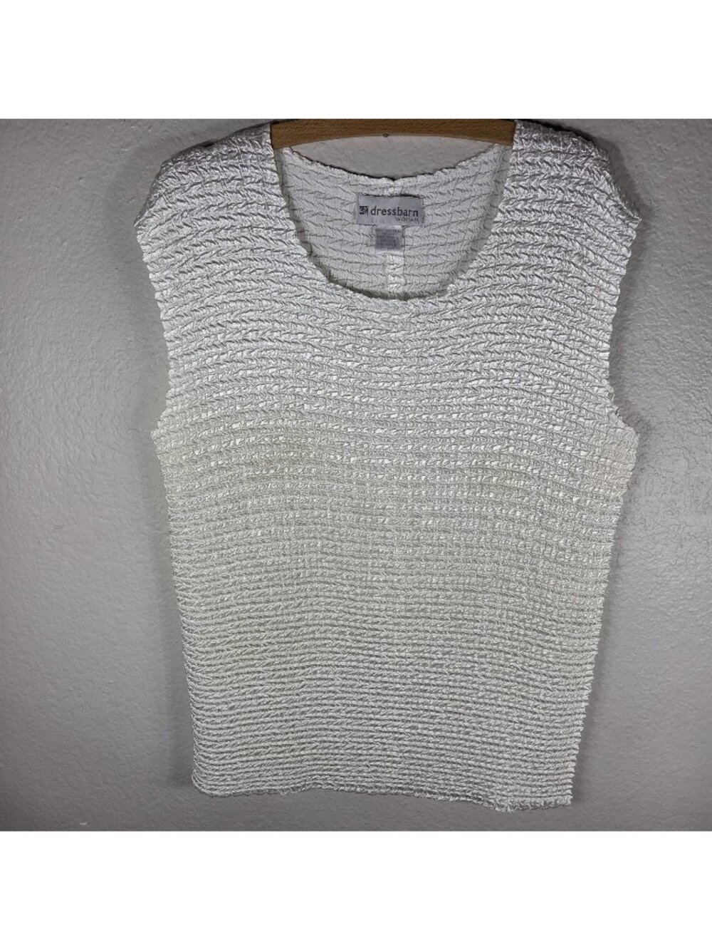 Vintage Dressbarn White Women’s Textured Crinkle Tank Top Stretch Size 22/24
